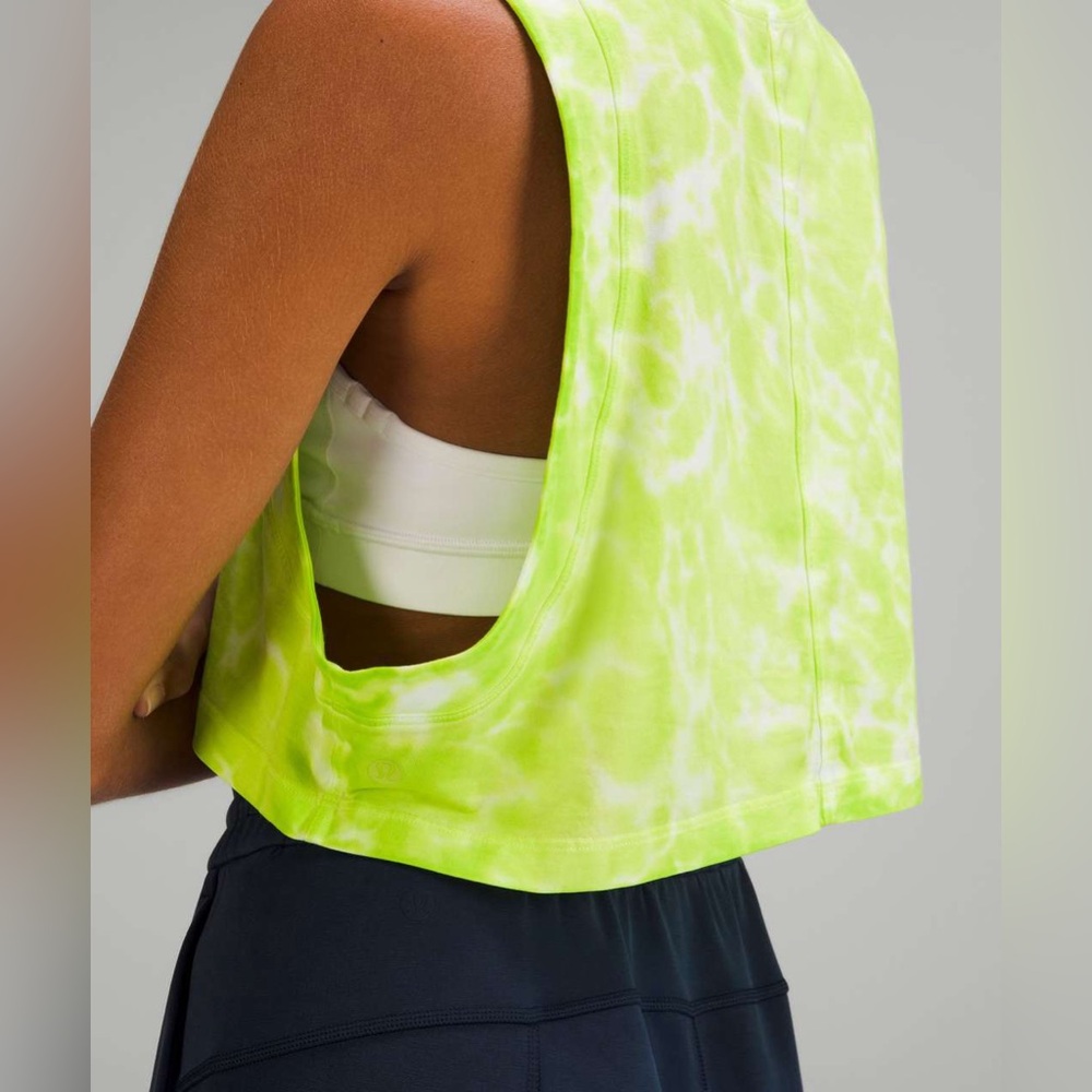 LULULEMON All Yours Cropped Tank Top in Marmoleado Tie Dye Eccentric Lime Size 8